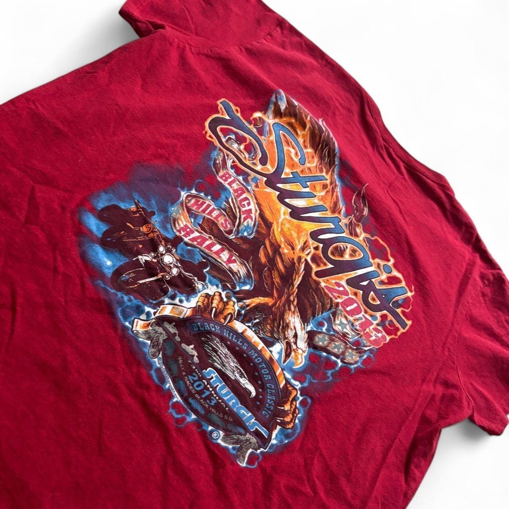 Sturgis 2013 Black Hills Rally Red Biker Motorcycle Graphic T-Shirt Mens